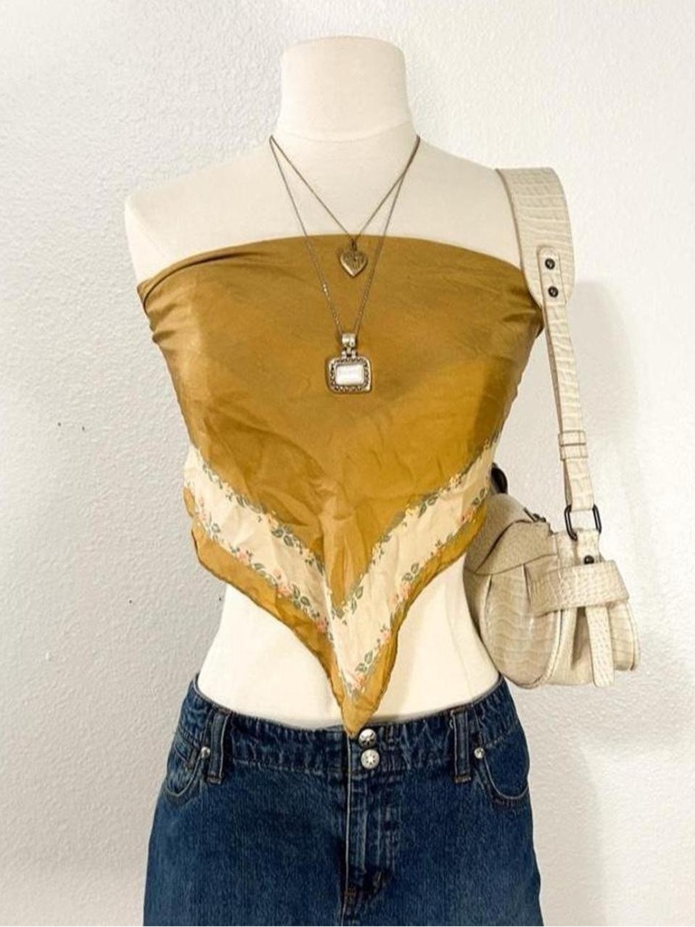 gold bandana hair scarf wrap top